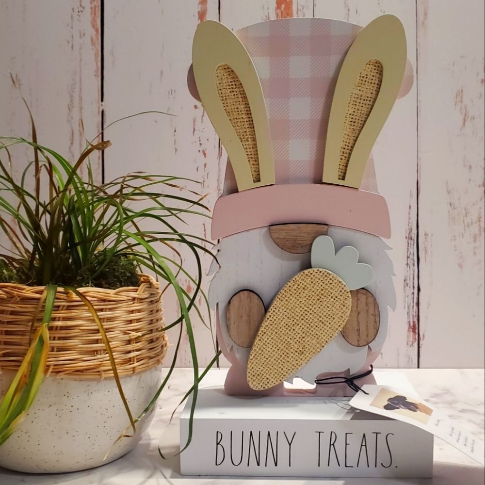 Rae Dunn Bunny Treats Wooden Easter Gnome